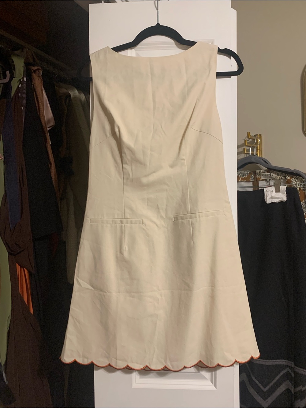 FewModa Sleeveless Cream Scallop-Hem Mini Dress